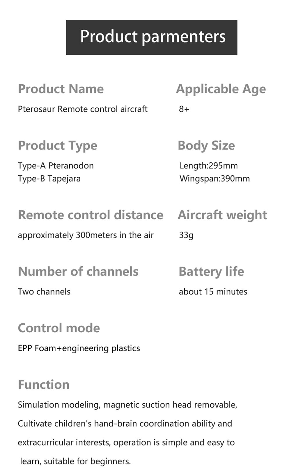 QF003-Pterosaur-Tapejara-Spannweite-von-390mm-24Ghz-2CH-Eingebauter-Gyro-EPP-RC-Flugzeug-Segelflugze-2011402-8